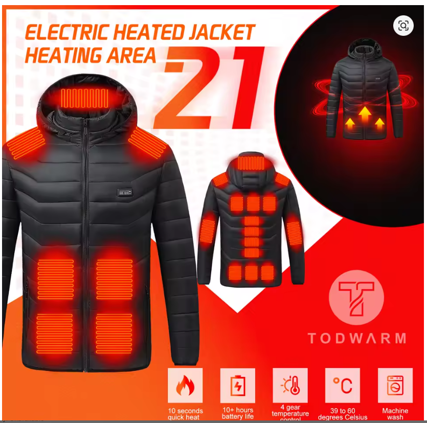 ELECTRONIC HEATED WINTER JACKET - 21 HEATING AREAS - Winter Men's Women's Winter Jacket -Motorcycle Jacket USB Electric Heating Jacket Heated Vest Moto Thermal