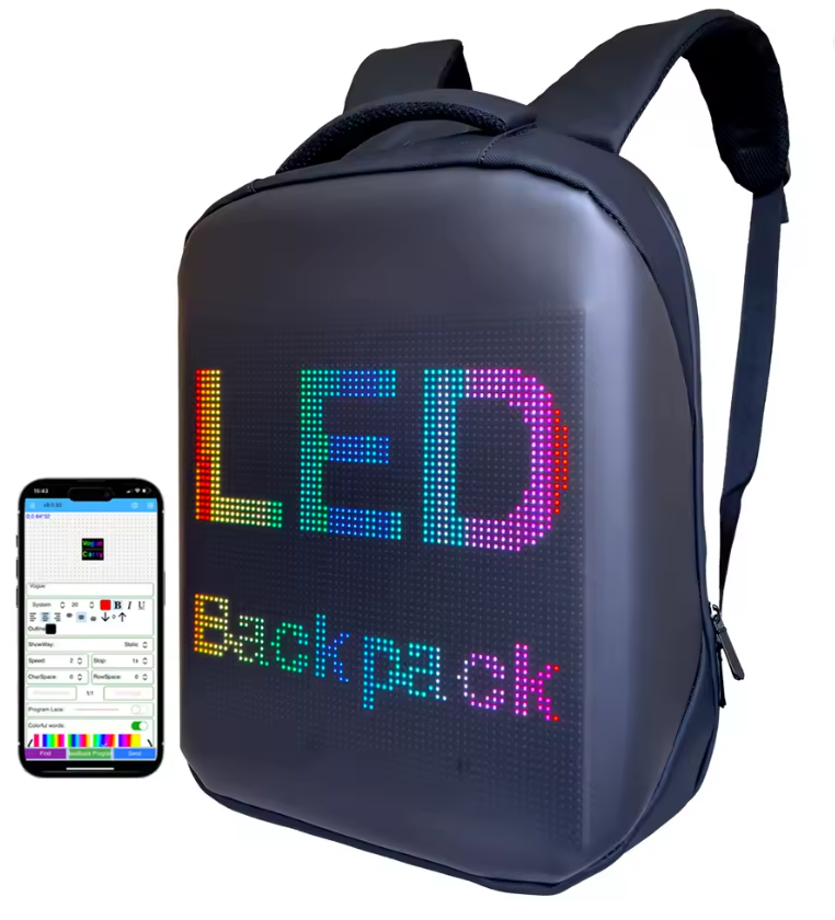 LED Backpack Screen Bag Display - Advertise Bag - WIFI and Bluetooth for Travel  - Display LOGO - School - Business - Walking-Riding-Jogging - Scooter - Men-Women