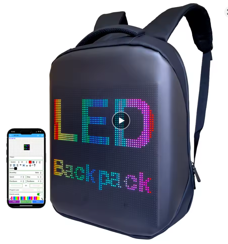 LED Backpack Screen Bag Display - Advertise Bag - WIFI and Bluetooth for Travel  - Display LOGO - School - Business - Walking-Riding-Jogging - Scooter - Men-Women